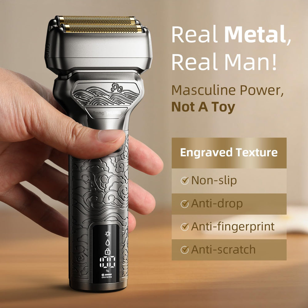 PongTHUMB shaver for wet or dry use, offering flexible grooming anytime.