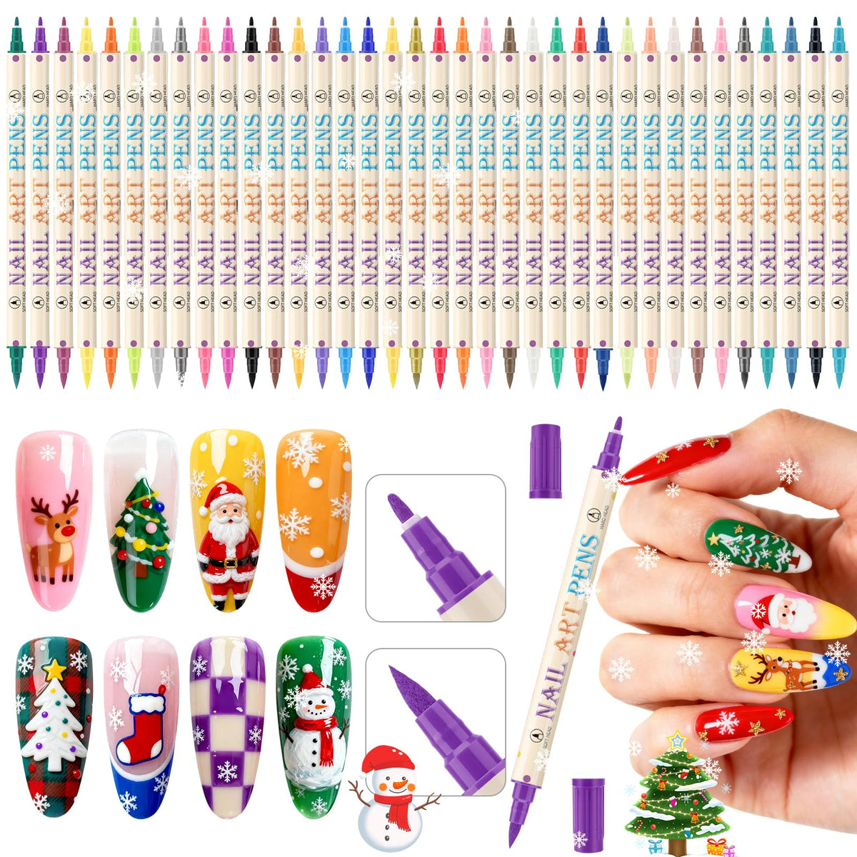 Ponhey 36 Colors Nail Art Pens Set showcases a wide color range for versatile home manicures.