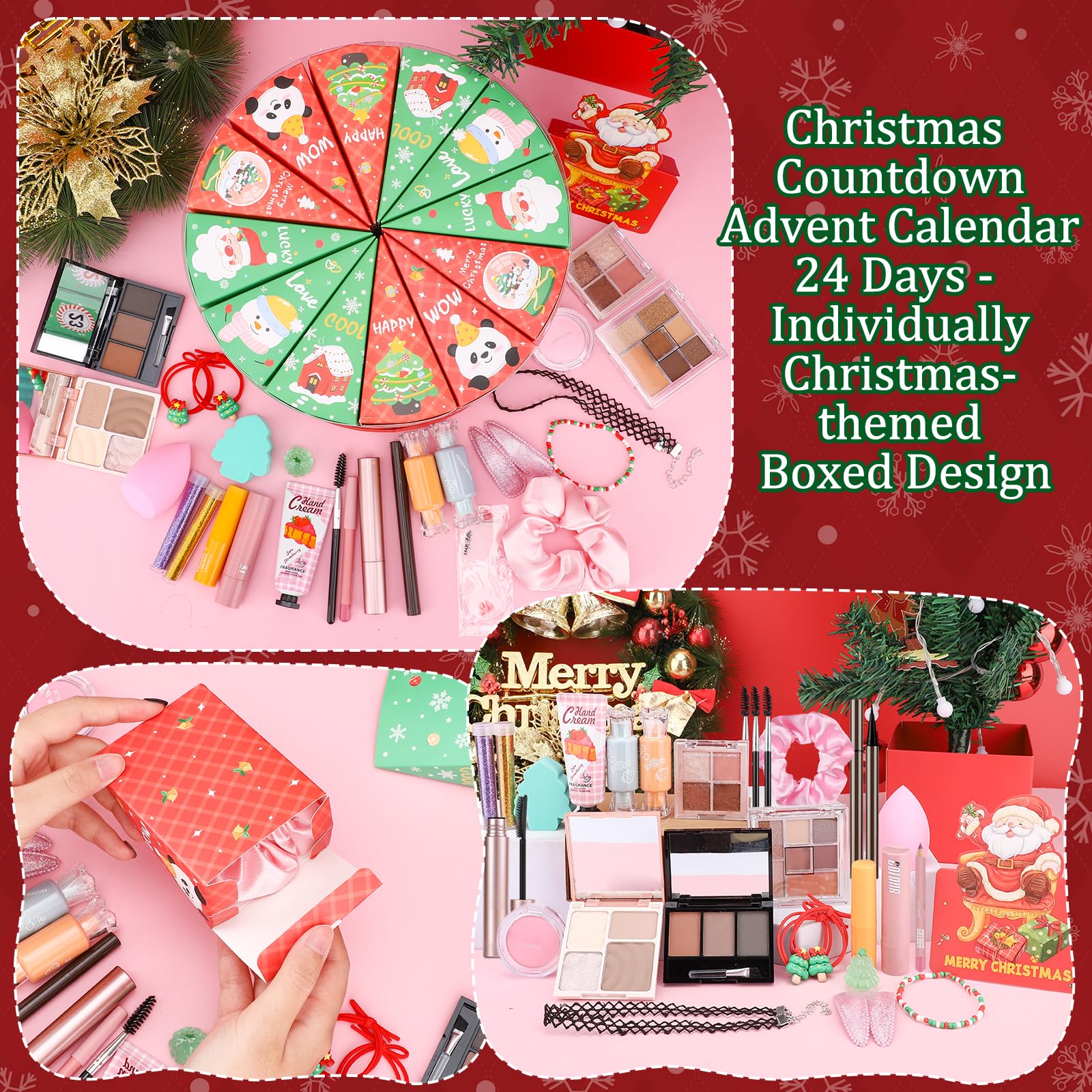Ponhey blush mascara brow pencil kit features full-size favorites for complete festive makeup.