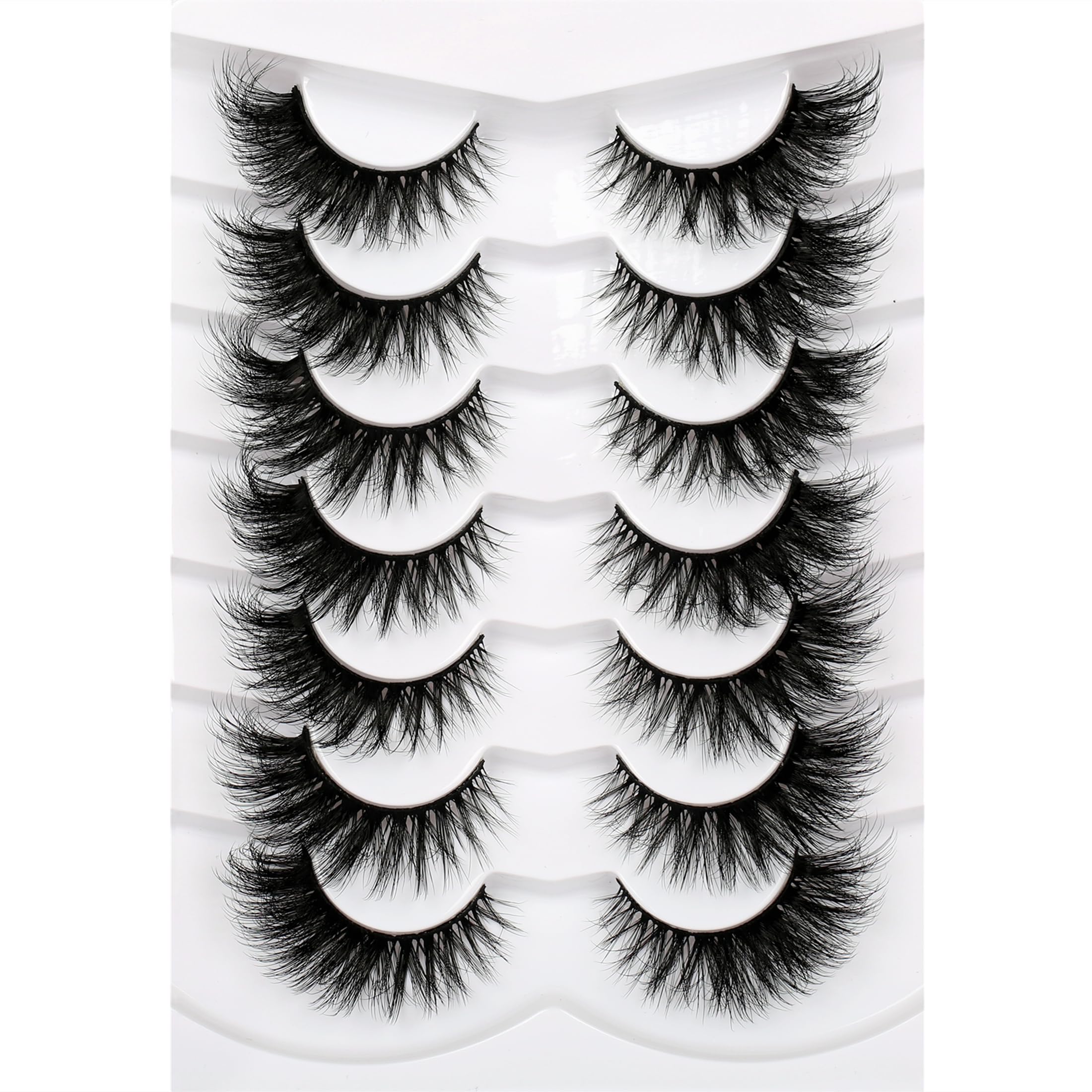 Pooplunch 8D silk lashes with cat-eye cross offer dramatic volume for winged definition.
