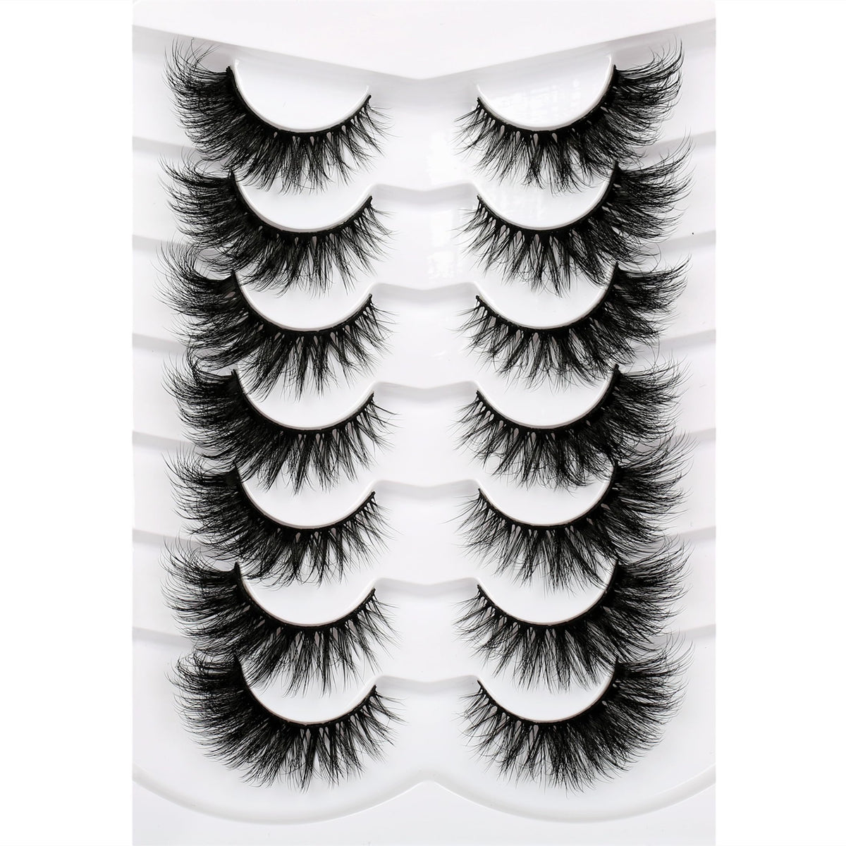 Pooplunch 8D silk lashes with cat-eye cross offer dramatic volume for winged definition.