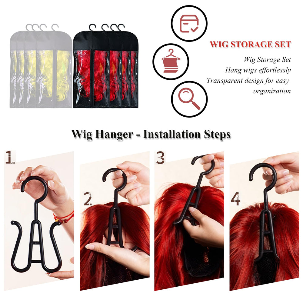 POOTUIPAT wig care station with hanger preserves shape and volume while stored