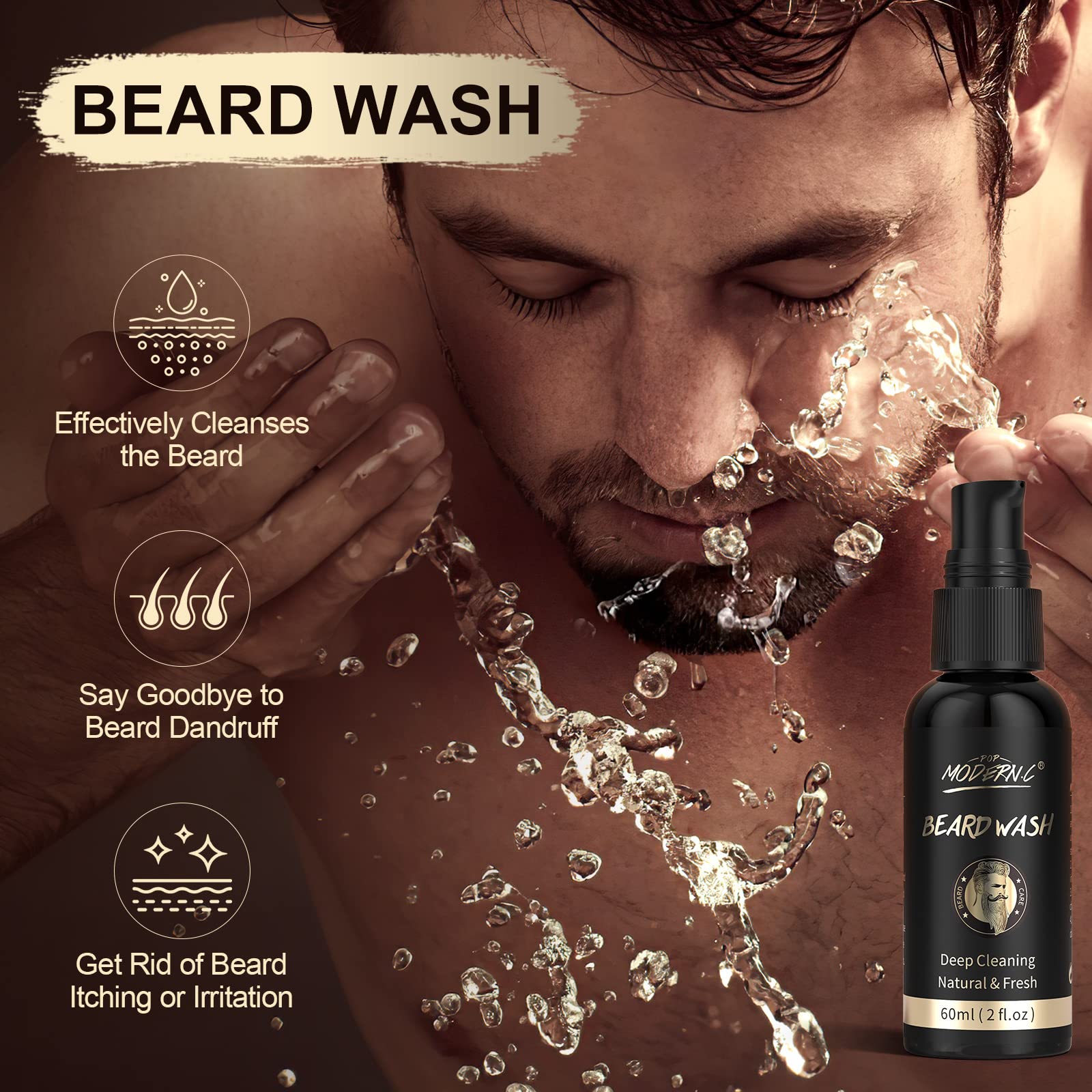 POP MODERN.C beard oil bottle with natural oils for healthier beard.