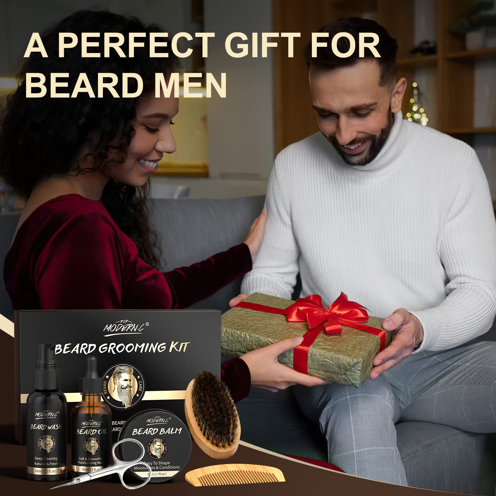 POP MODERN.C kit cuidado barba: presentación elegante para un conjunto completo de cuidado facial