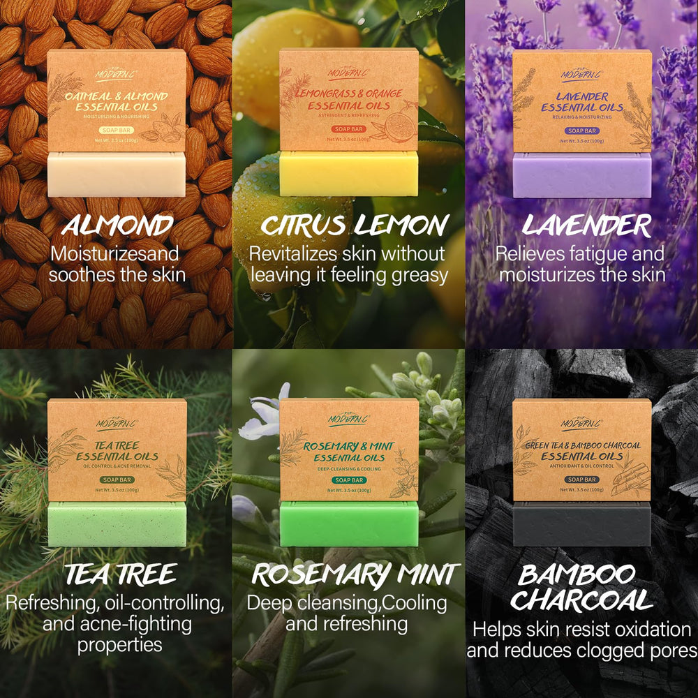 POP MODERN.C bamboo charcoal soap highlights deep cleansing for pores and shine control.