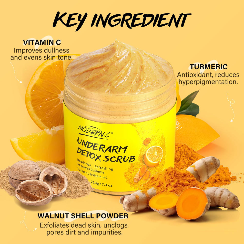 POP MODERN.C Underarm Detox Scrub in use, circular massage for smooth, breathable skin