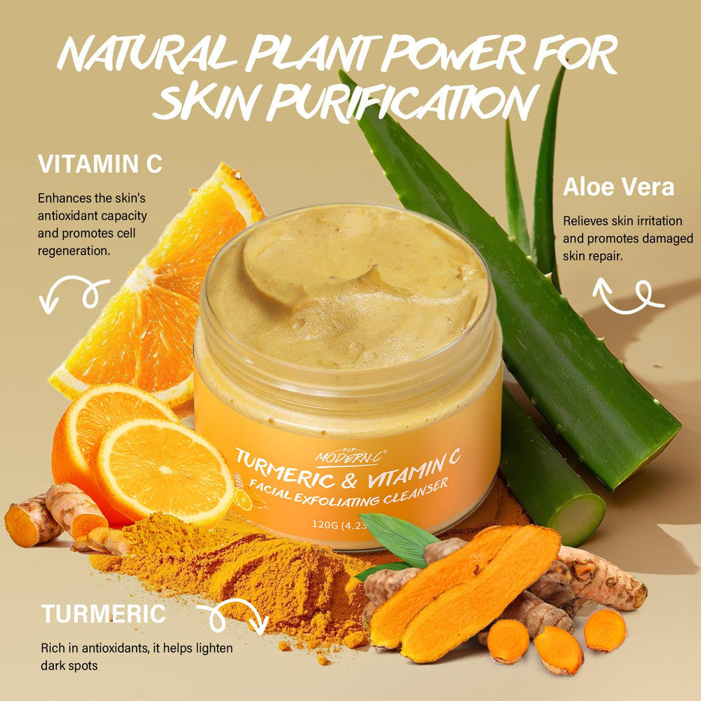 POP MODERN.C walnut-shell exfoliant particles scrub away dead skin for smoother texture