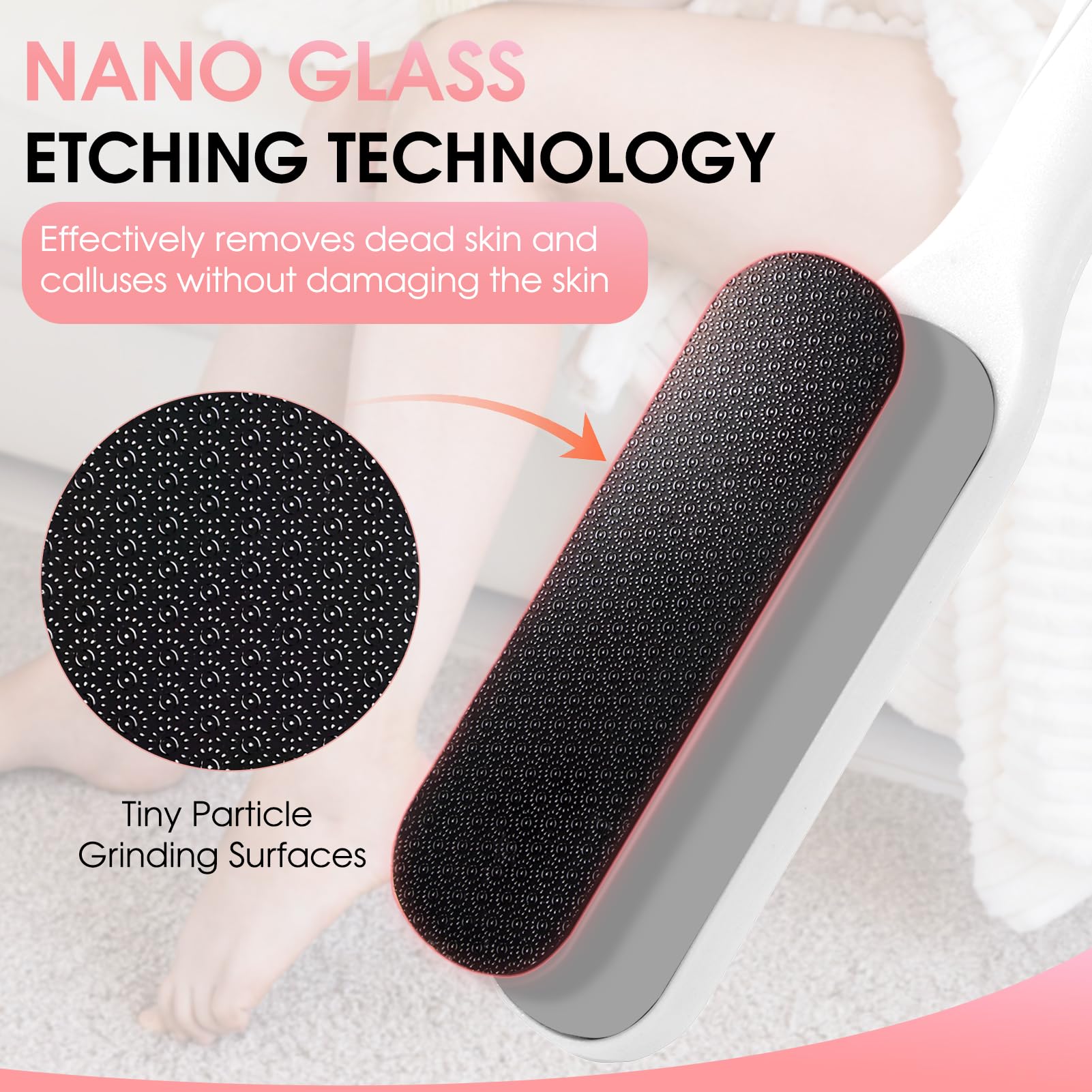 POPAKAN nano glass foot file in action for dead skin removal.