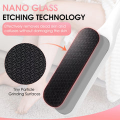 POPAKAN nano glass foot file in action for dead skin removal.