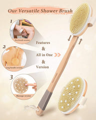 POPCHOSE back scrubber detachable handle offers easy reach during cleansing