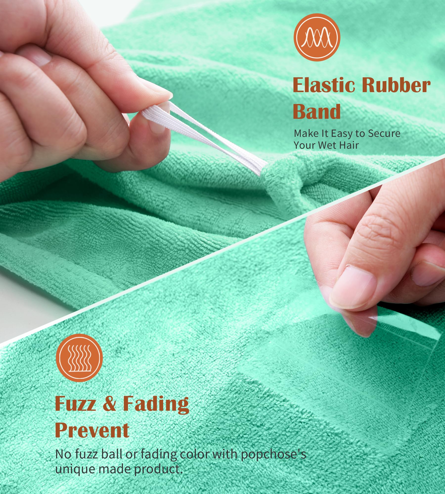 POPCHOSE hair towel wrap daily routine provides secure fit while getting ready