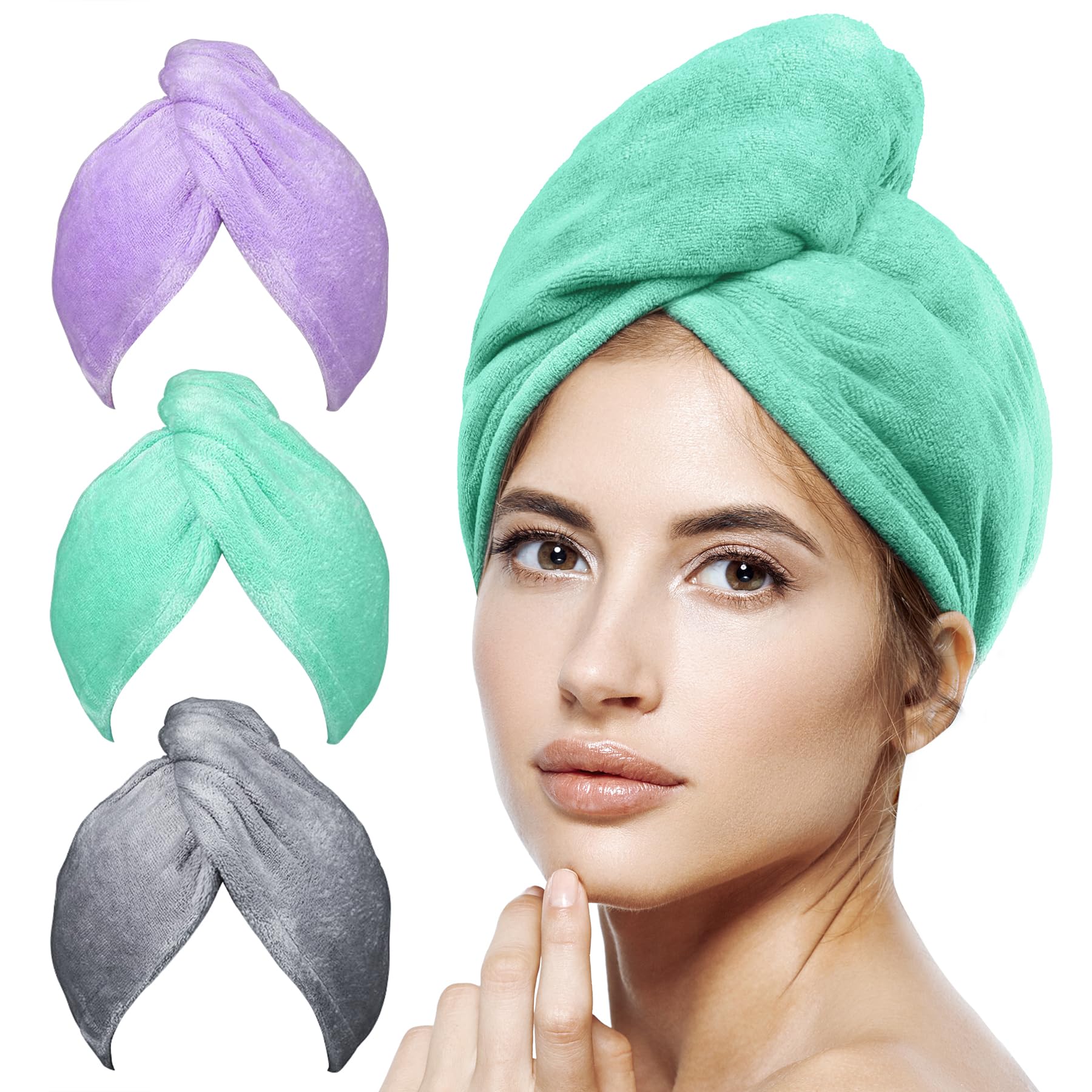 POPCHOSE microfiber hair towel wrap three-pack packaging shows gift-ready option