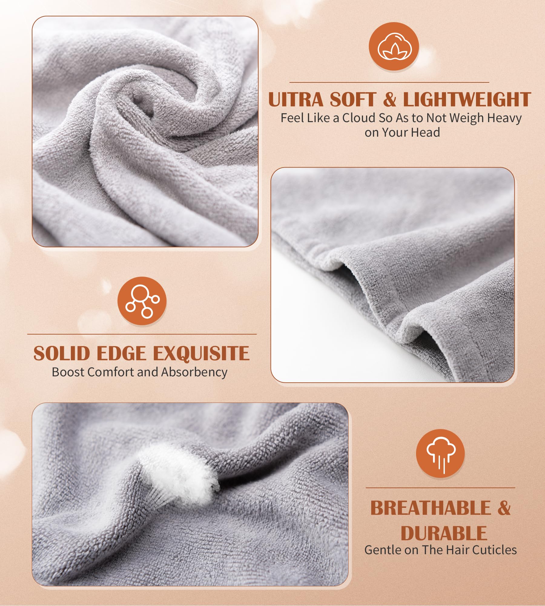 POPCHOSE soft ultra-lightweight towel feels gentle on hair during travel
