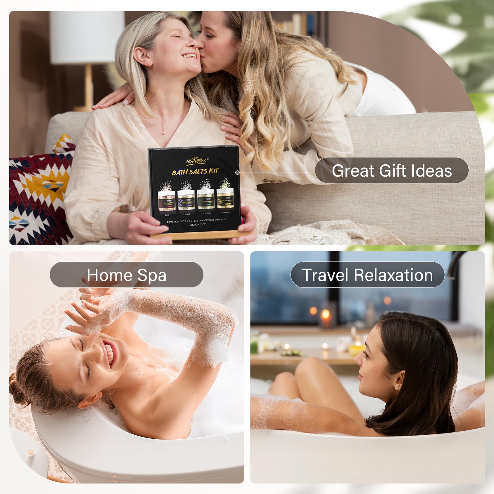 POP MODERN.C gift-set presentation communicates luxurious at-home spa for gifting