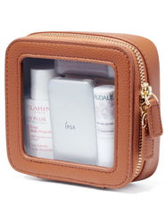 Popvibe clear makeup bag front view emphasizes easy visibility of essentials on the go.