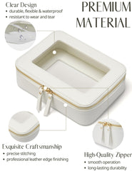 Popvibe clear makeup case side zip showing secure closure