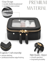 Popvibe mini clear black makeup bag side view highlights zipper and compact size