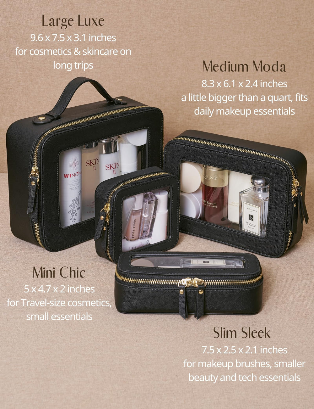Popvibe mini clear black makeup bag versatile storage for lip balms, cords, and jewelry