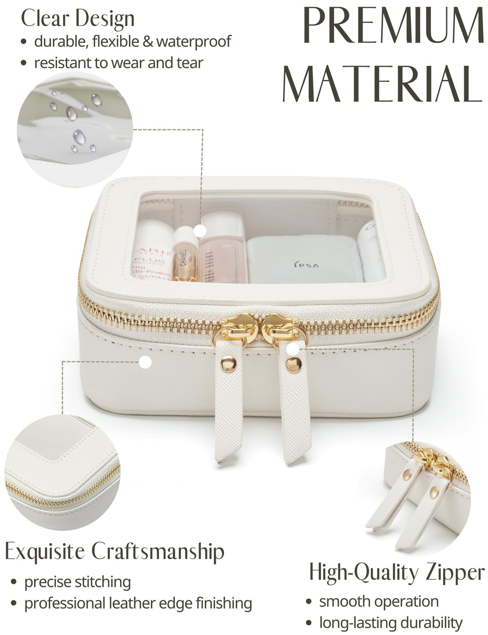 Popvibe mini makeup bag made with premium material for durable, easy-to-clean storage.