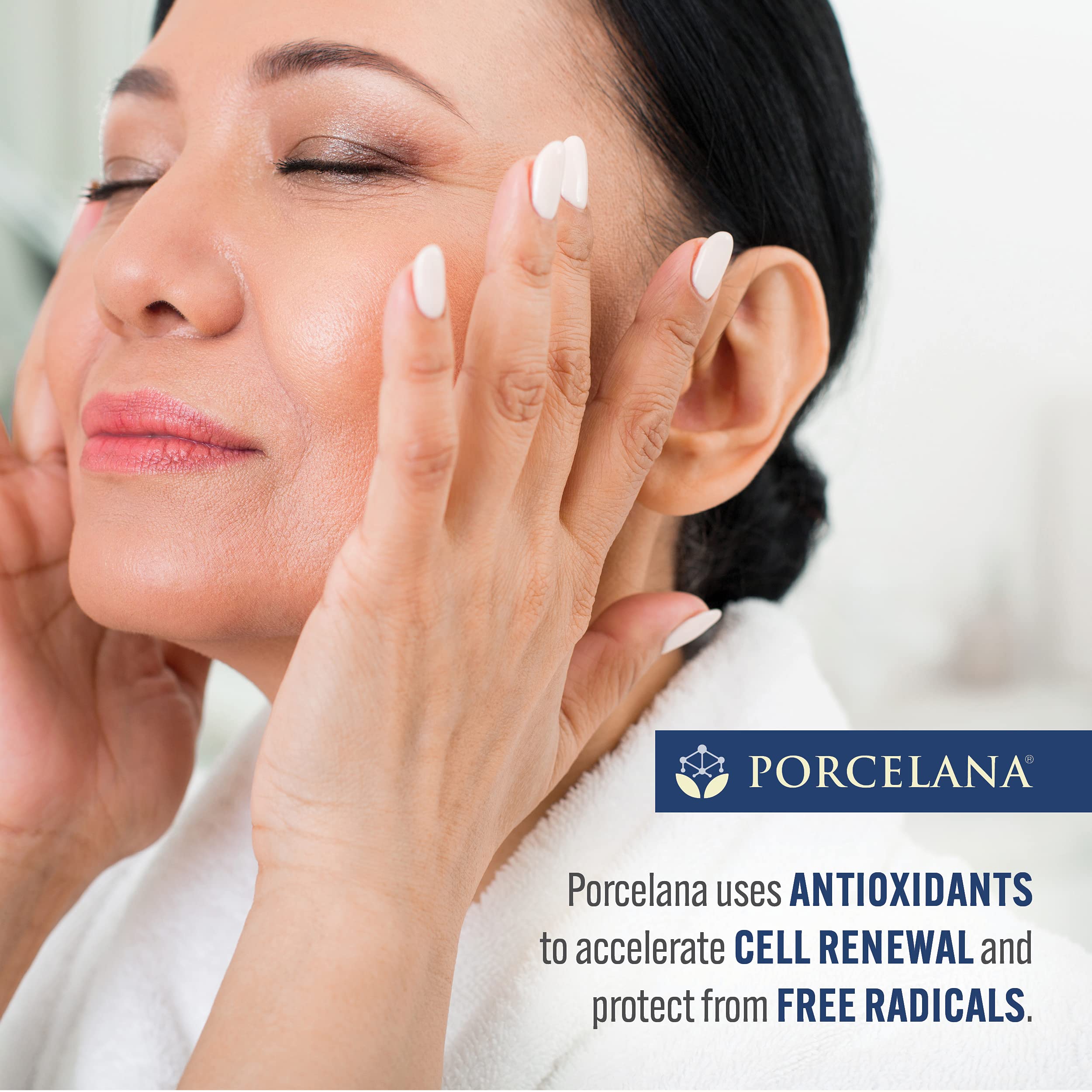 Porcelana Nighttime Hydration Cream application area shows safe, versatile use on skin.