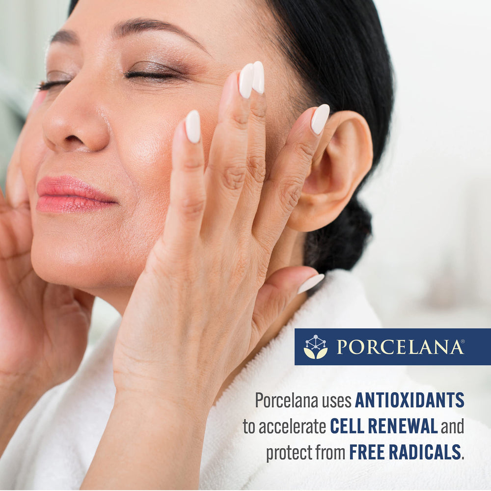Porcelana Nighttime Hydration Cream application area shows safe, versatile use on skin.