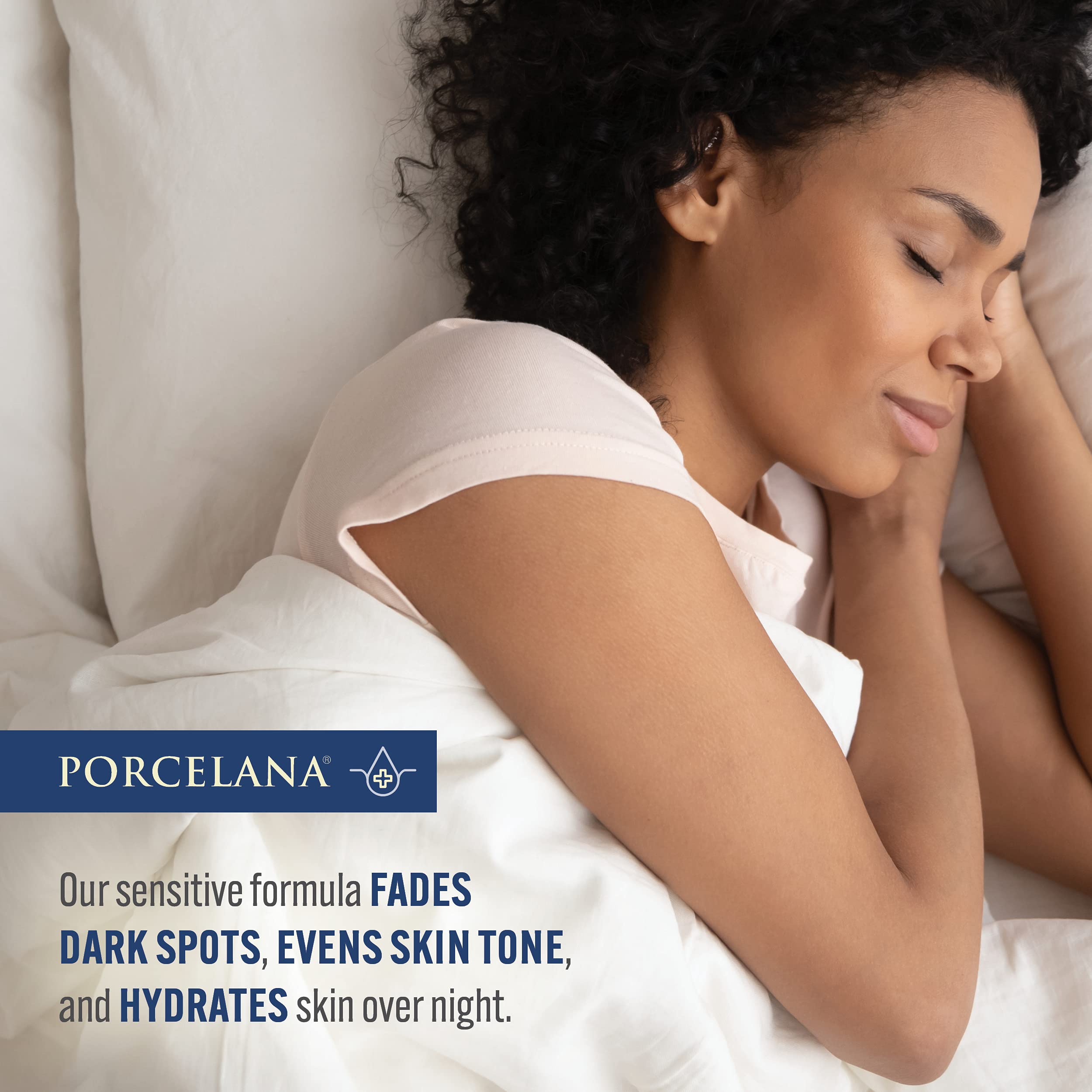 Porcelana Nighttime Hydration Cream texture swirl showing light, fast-absorbing formula.