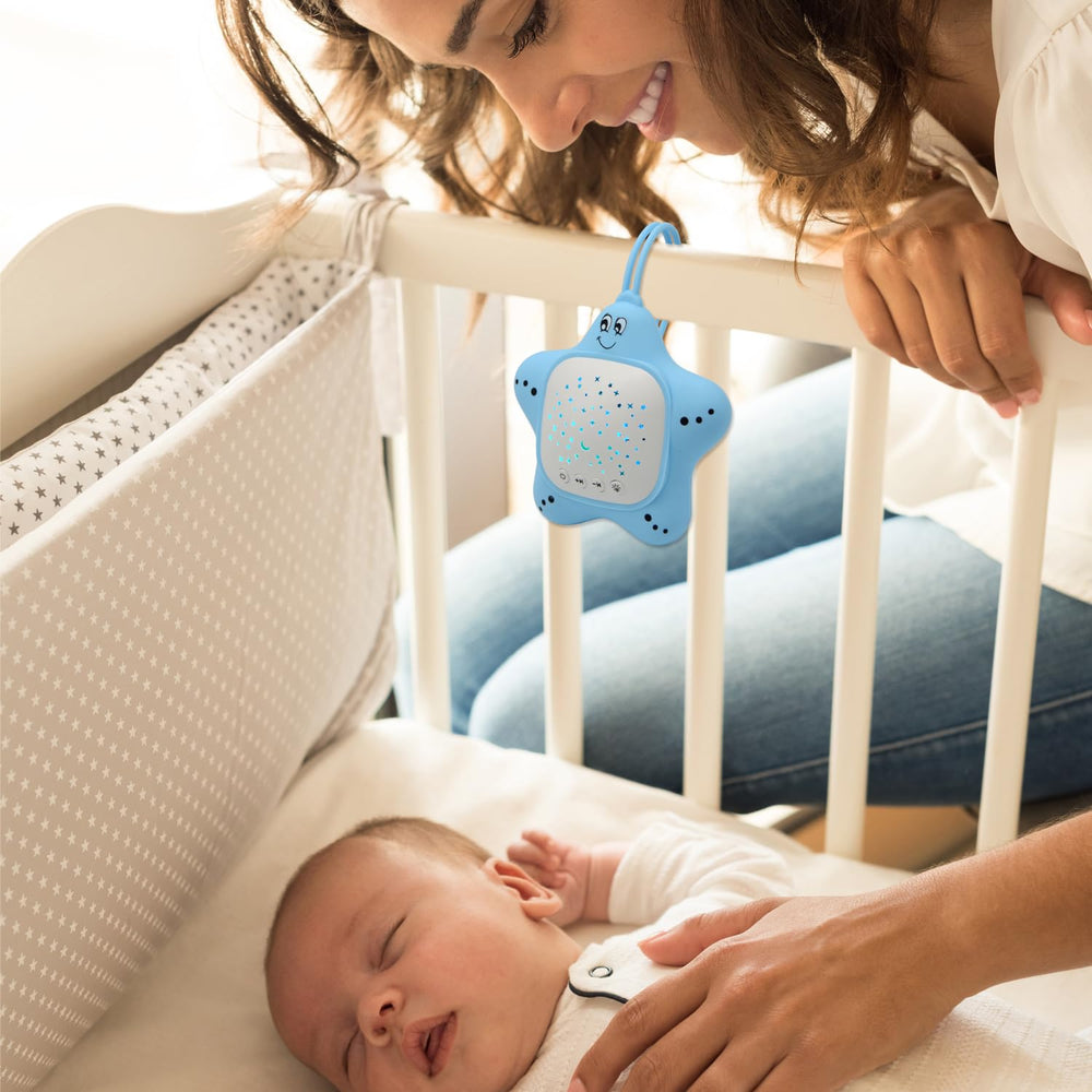 Portable Baby White Noise Sound Machine uses USB-C charging for convenient on the go use.