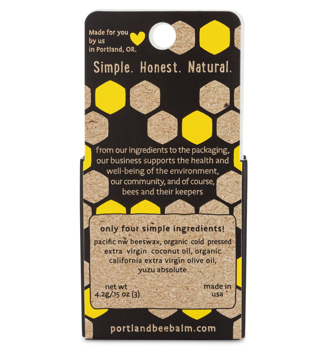 Portland Bee Balm Yuzu label closeup showing natural ingredients