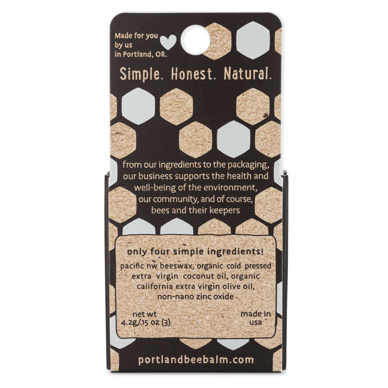 Portland Bee Balm Solar Eclipse label close-up showing SPF 15.