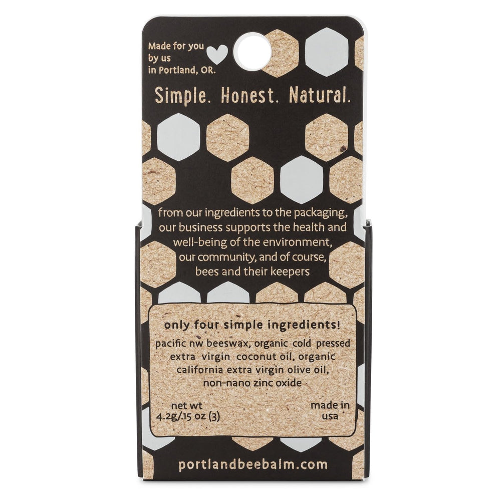 Portland Bee Balm Solar Eclipse label close-up showing SPF 15.