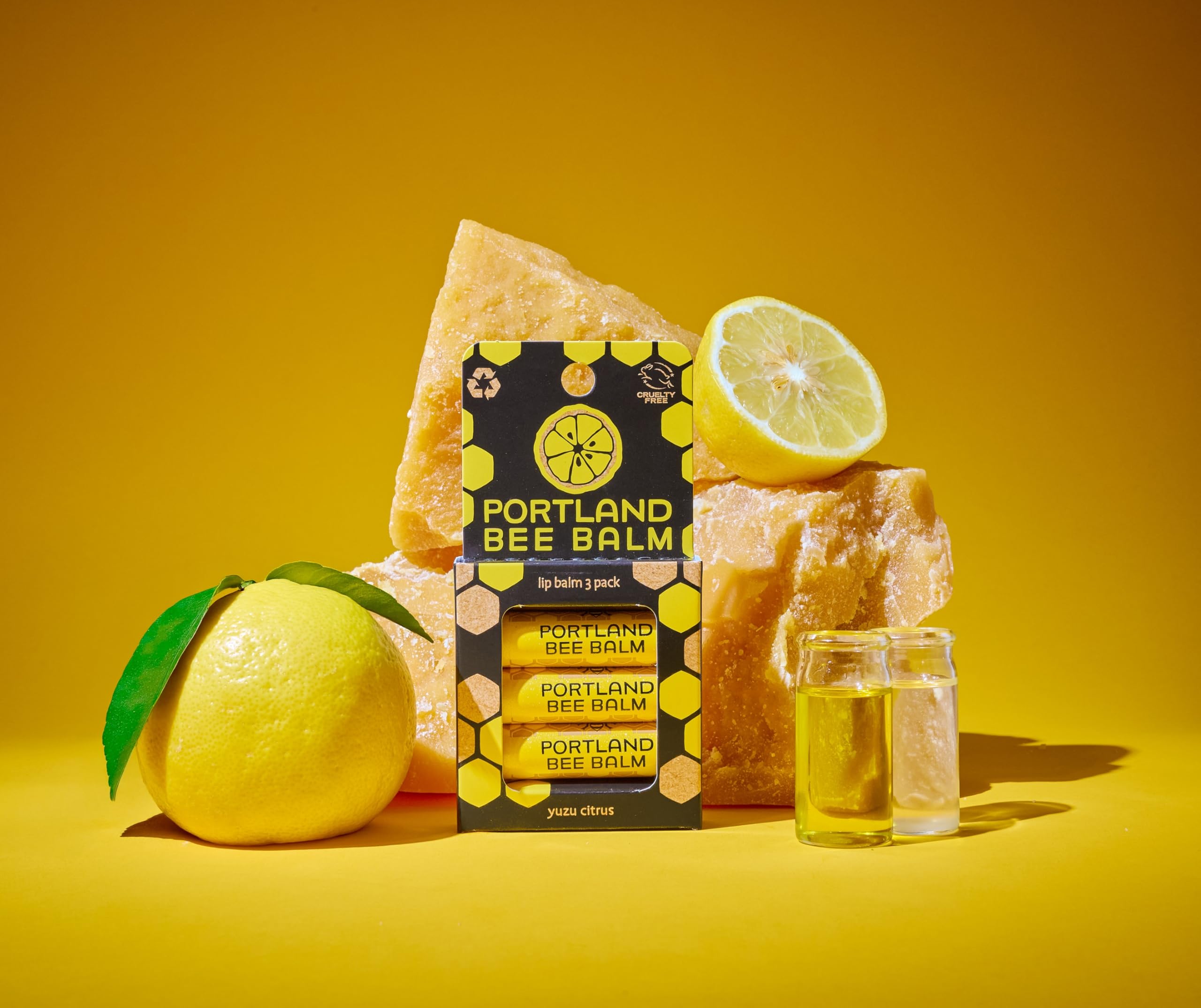 Portland Bee Balm Yuzu fragrance swirl suggests refreshing citrus aroma
