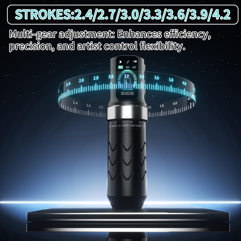 POSEIDON dual 2300mAh batteries powering long sessions with quick swaps