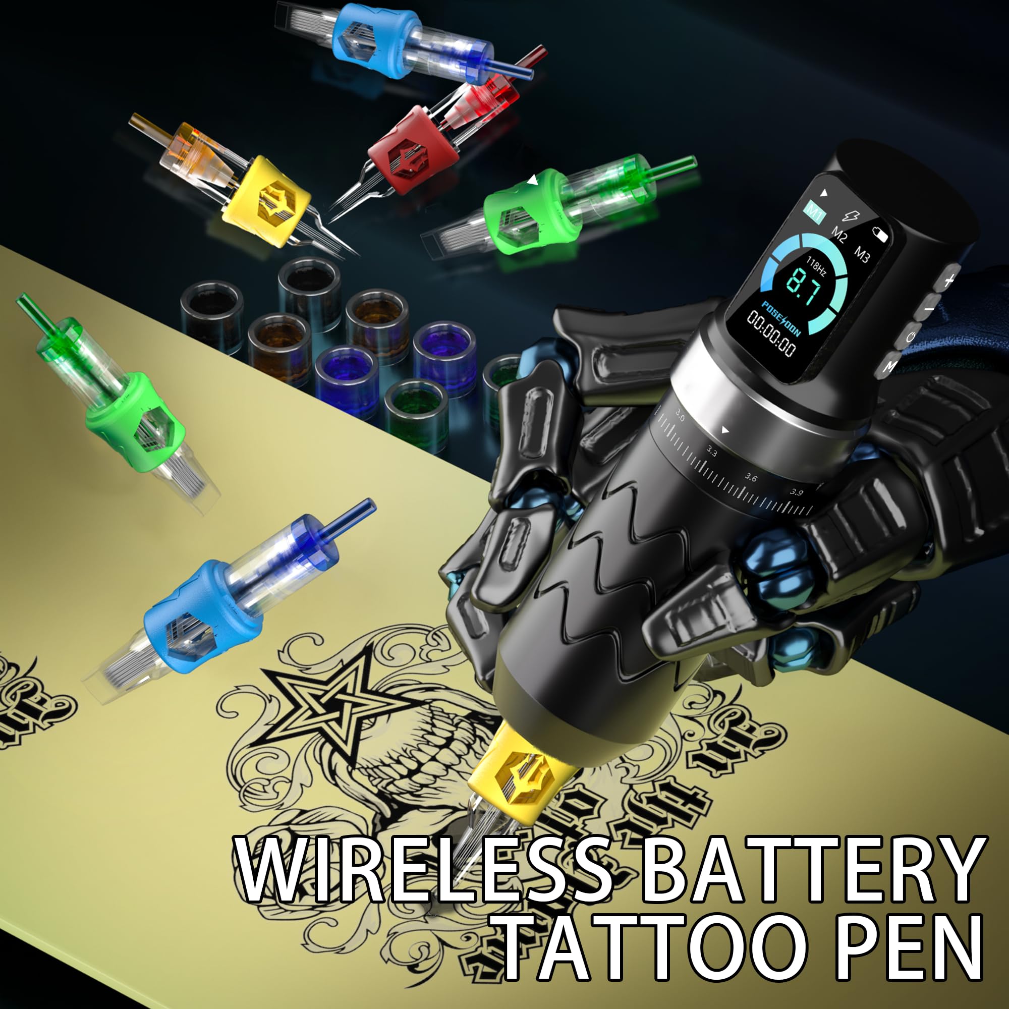 POSEIDON ink set and cups provide ready to use supplies for clean setups
