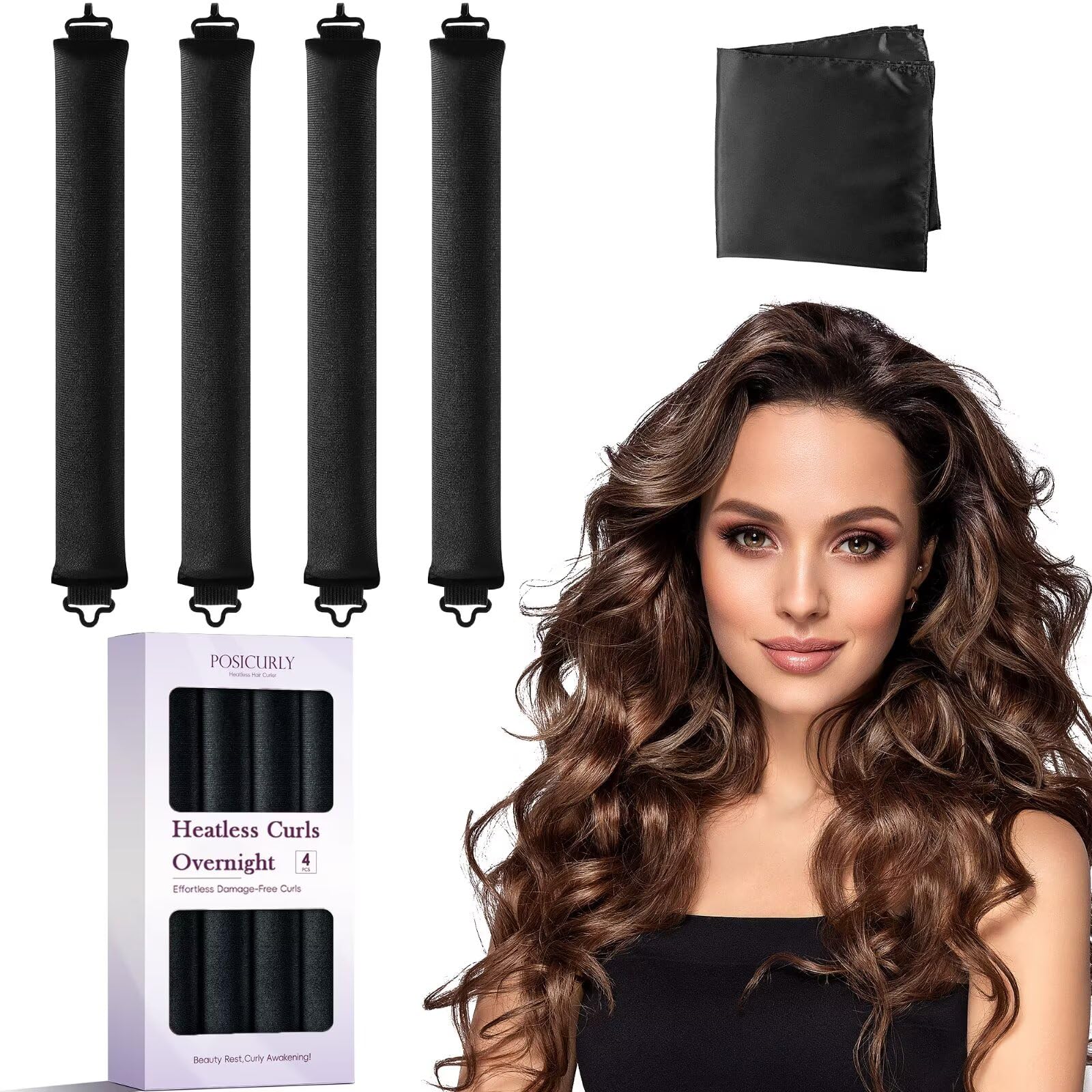 Posicurly heatless curls overnight rollers pack for effortless sleep styling.