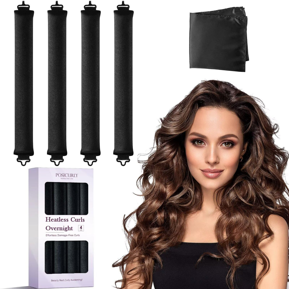 Posicurly heatless curls overnight rollers pack for effortless sleep styling.