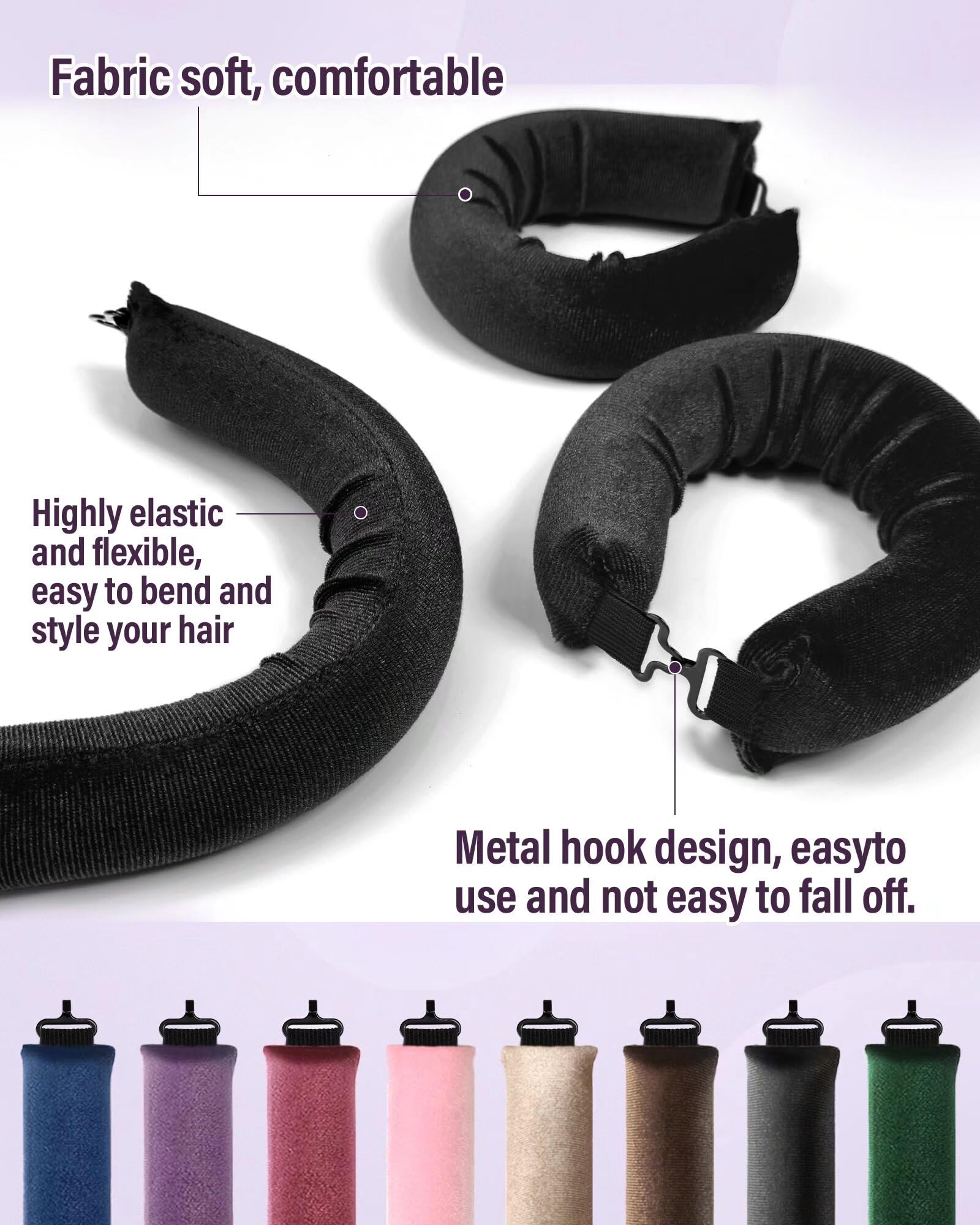 Posicurly heatless hair curler flexible rods in use for overnight curls.