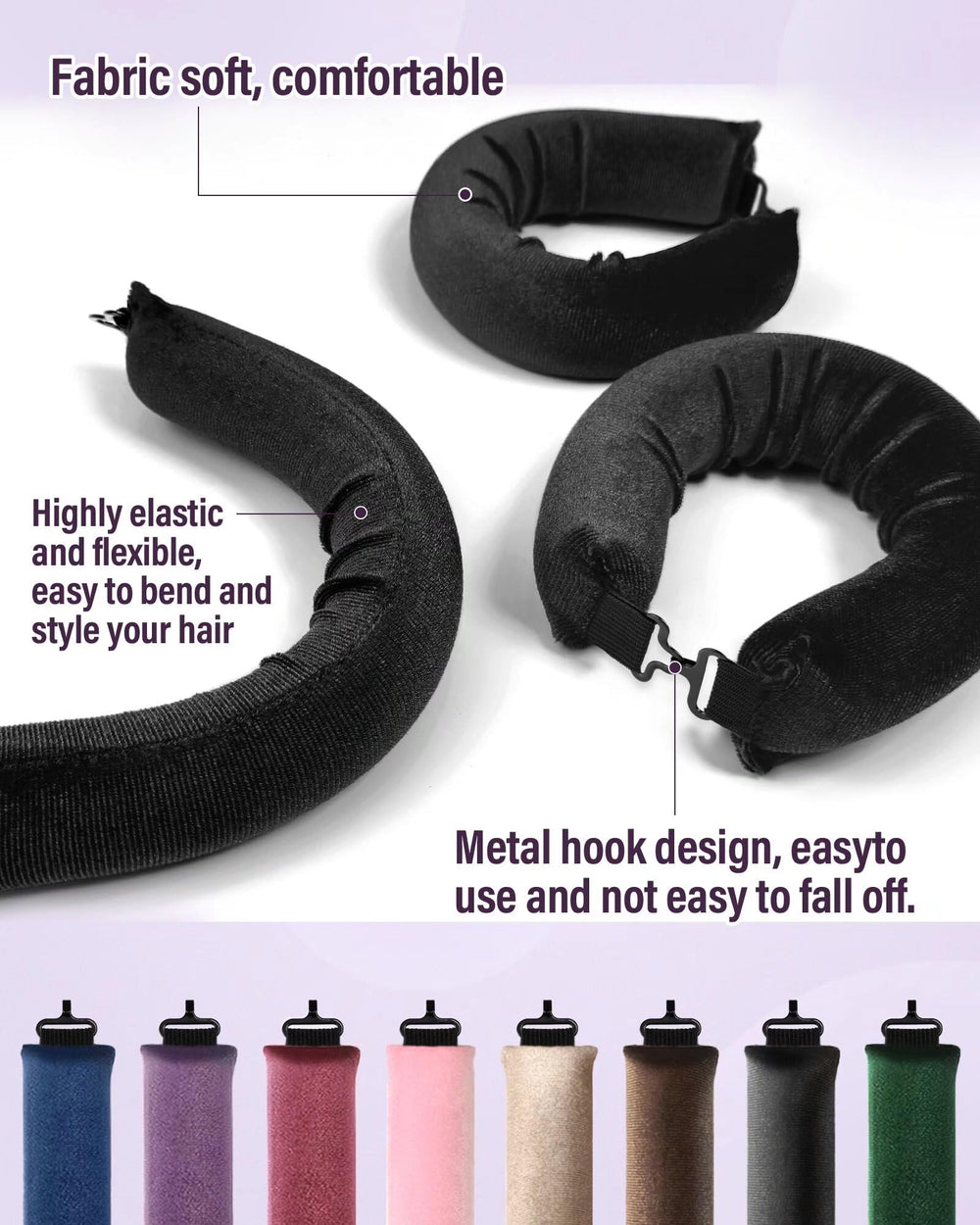 Posicurly heatless hair curler flexible rods in use for overnight curls.