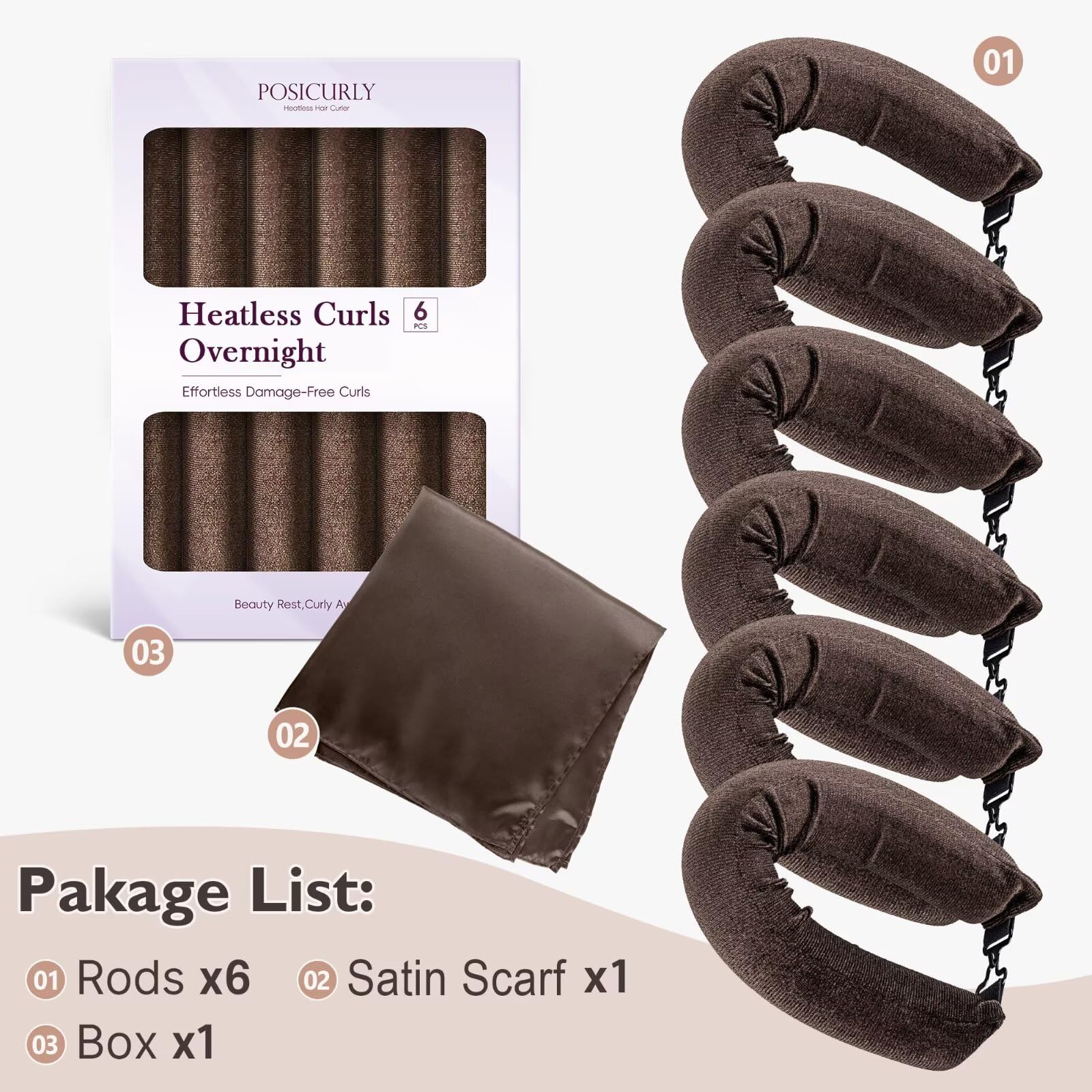 Posicurly satin hair scarf protects hair surface for smooth, snag-free sleep.