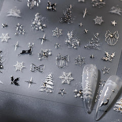 Posyofet self-adhesive nail decals featuring Christmas-tree designs for easy DIY manicures.