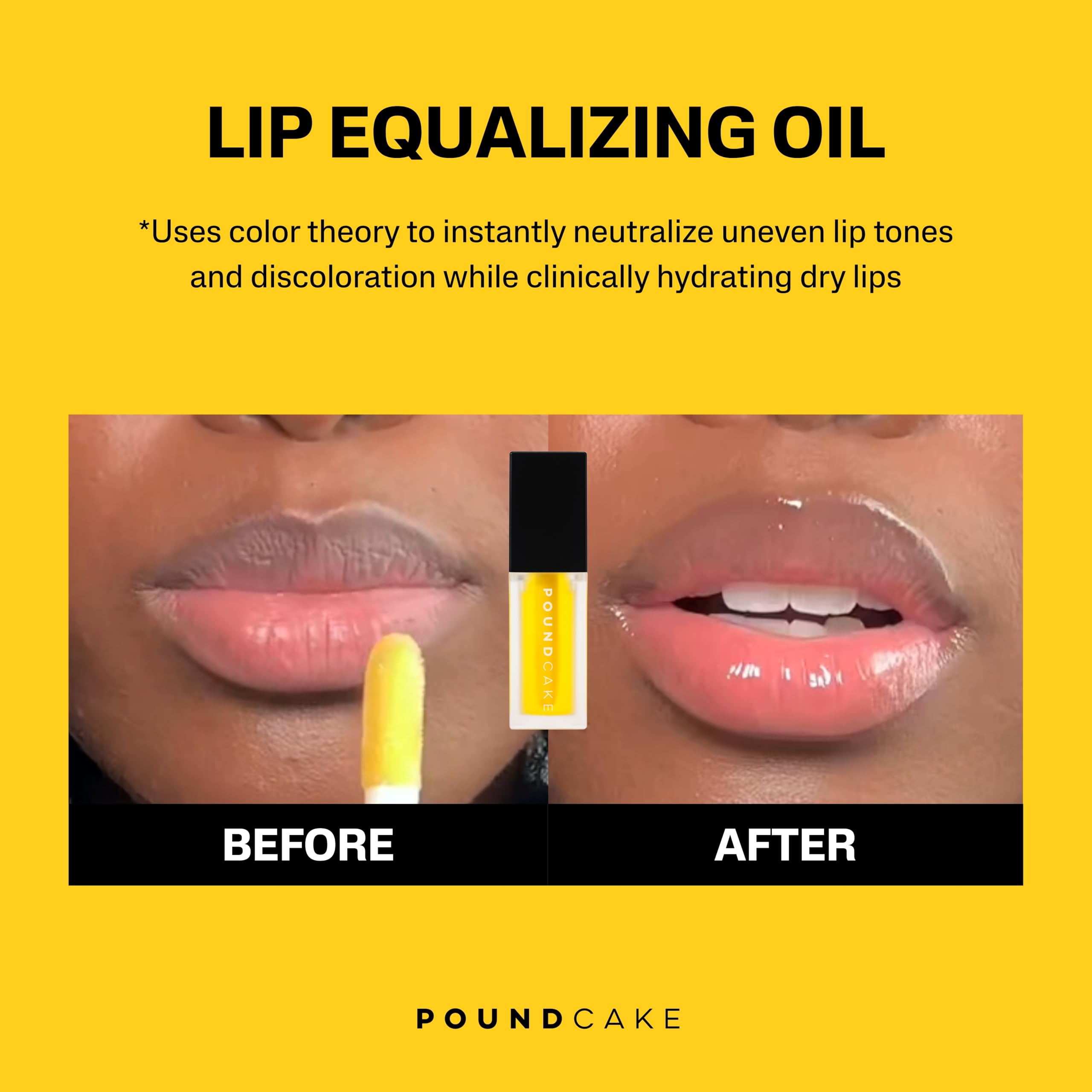 POUND CAKE Cake Theory lip oil gloss—golden shine that enhances lip tone.