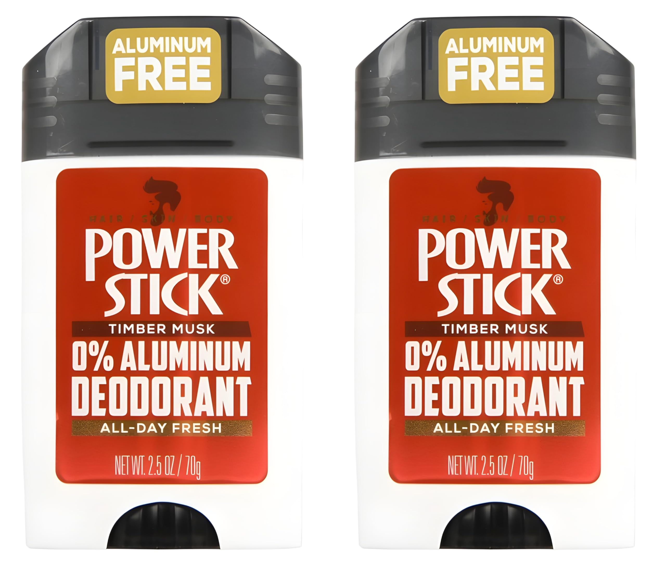 Power Stick Timber Musk deodorant 2.5oz image indicates portable size for gym bags