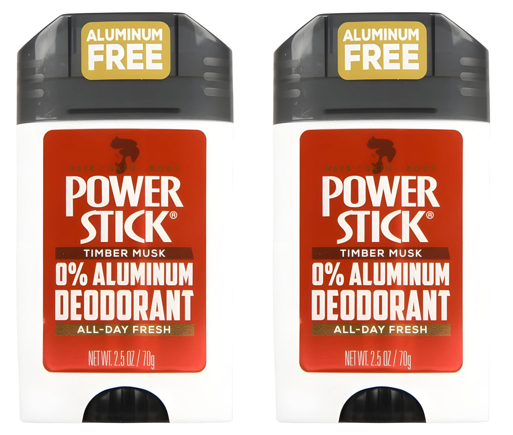 Power Stick Timber Musk deodorant 2.5oz image indicates portable size for gym bags