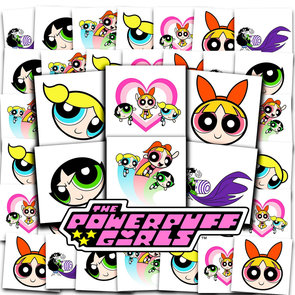 Powerpuff Girls tattoos character designs sheet for fun party favors.