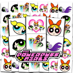 Powerpuff Girls tattoos character designs sheet for fun party favors.