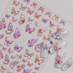 POWPOP shell light butterfly decal adds subtle shimmer for summer nails.