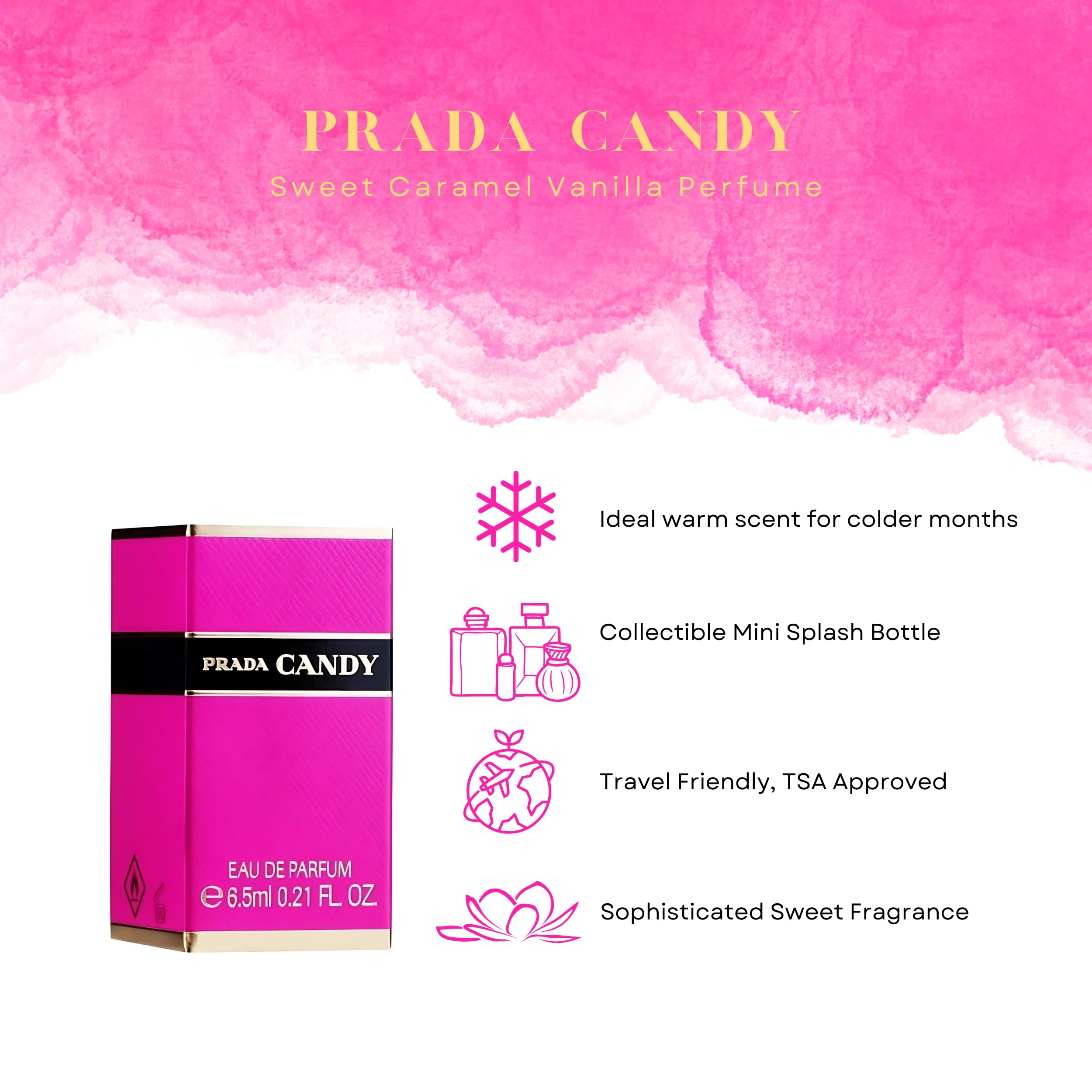 Prada Candy dabber bottle close-up shows convenient application and precise scent control.