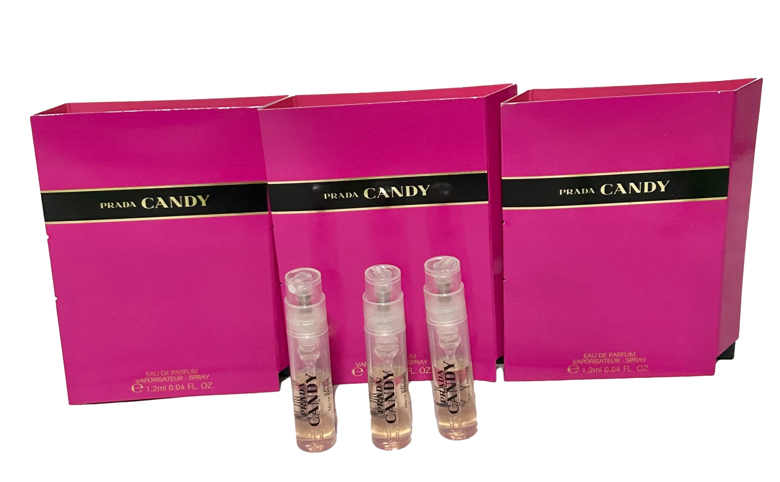 Prada Candy sample vial front view for on-the-go fragrance touch-ups.