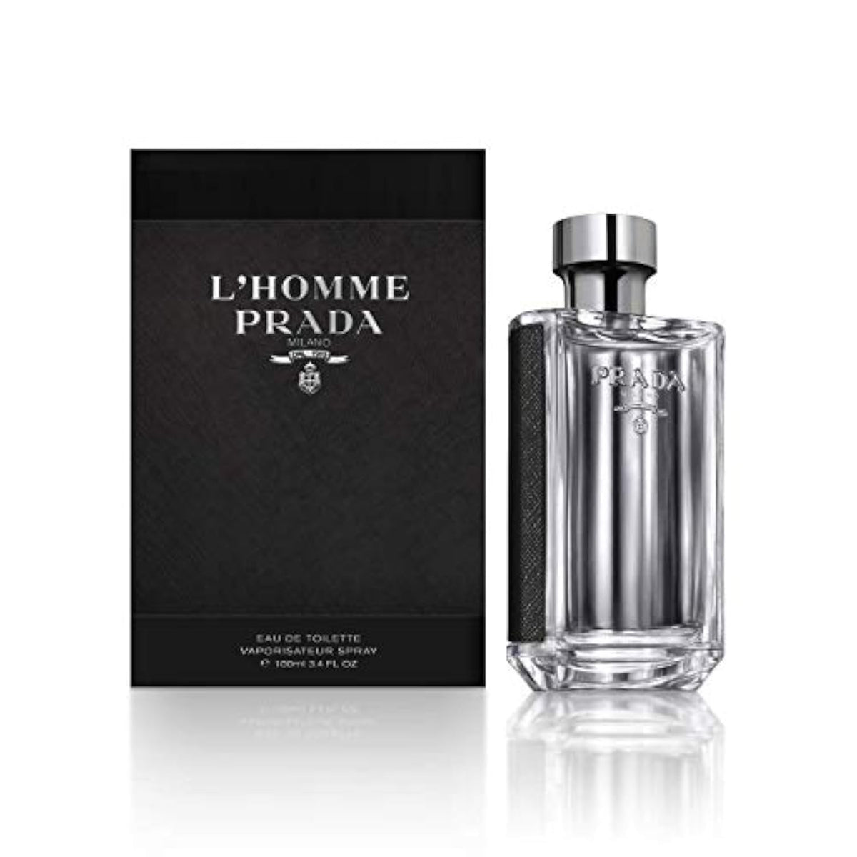 Prada L'Homme Eau de Toilette bottle for refined daily wear.