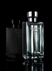 Prada L'Homme EDT bottle-dresser, adds modern sophistication to workday routines.