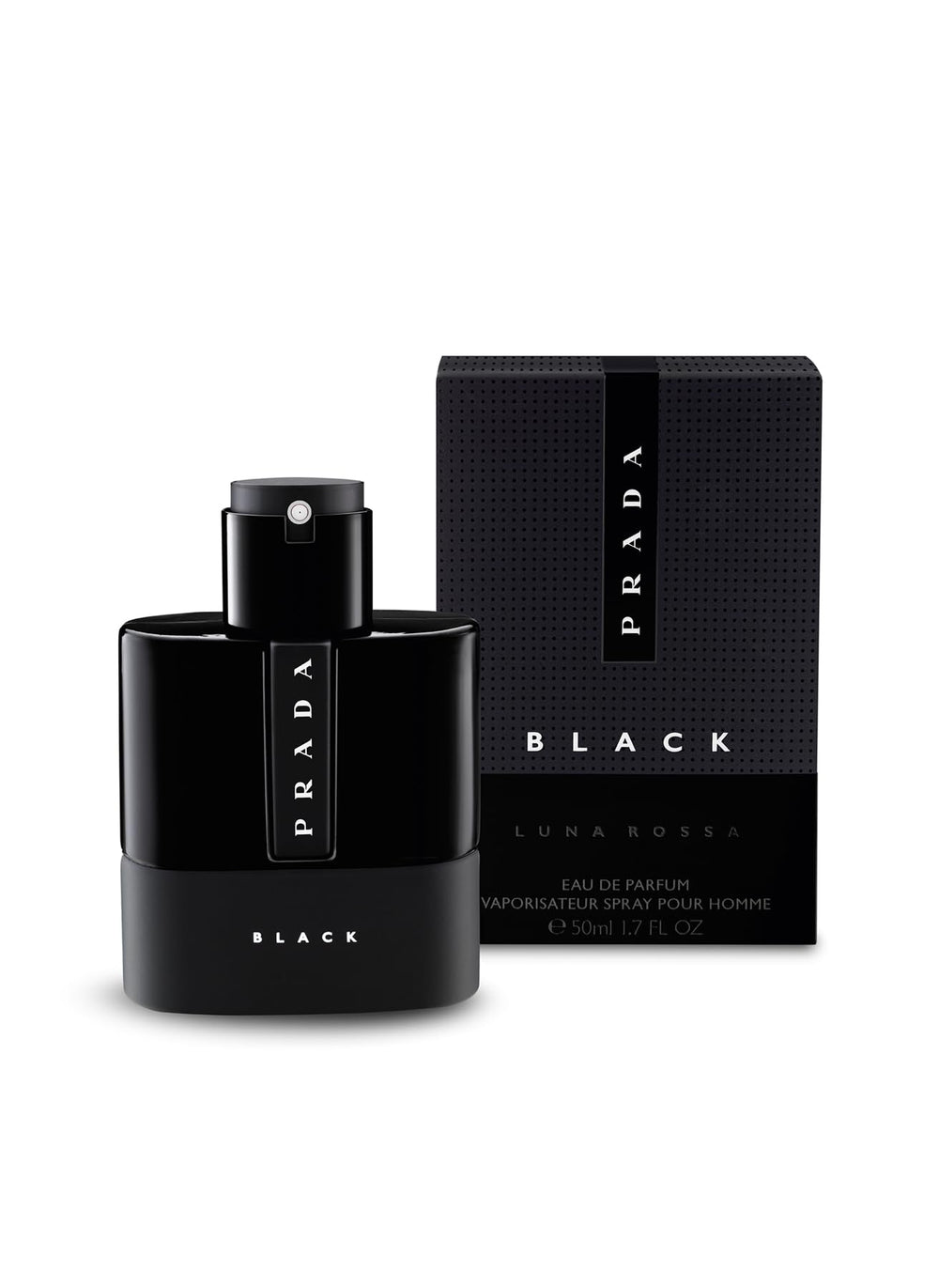 Prada Luna Rossa Black bottle pour showcases bold masculine scent for evenings